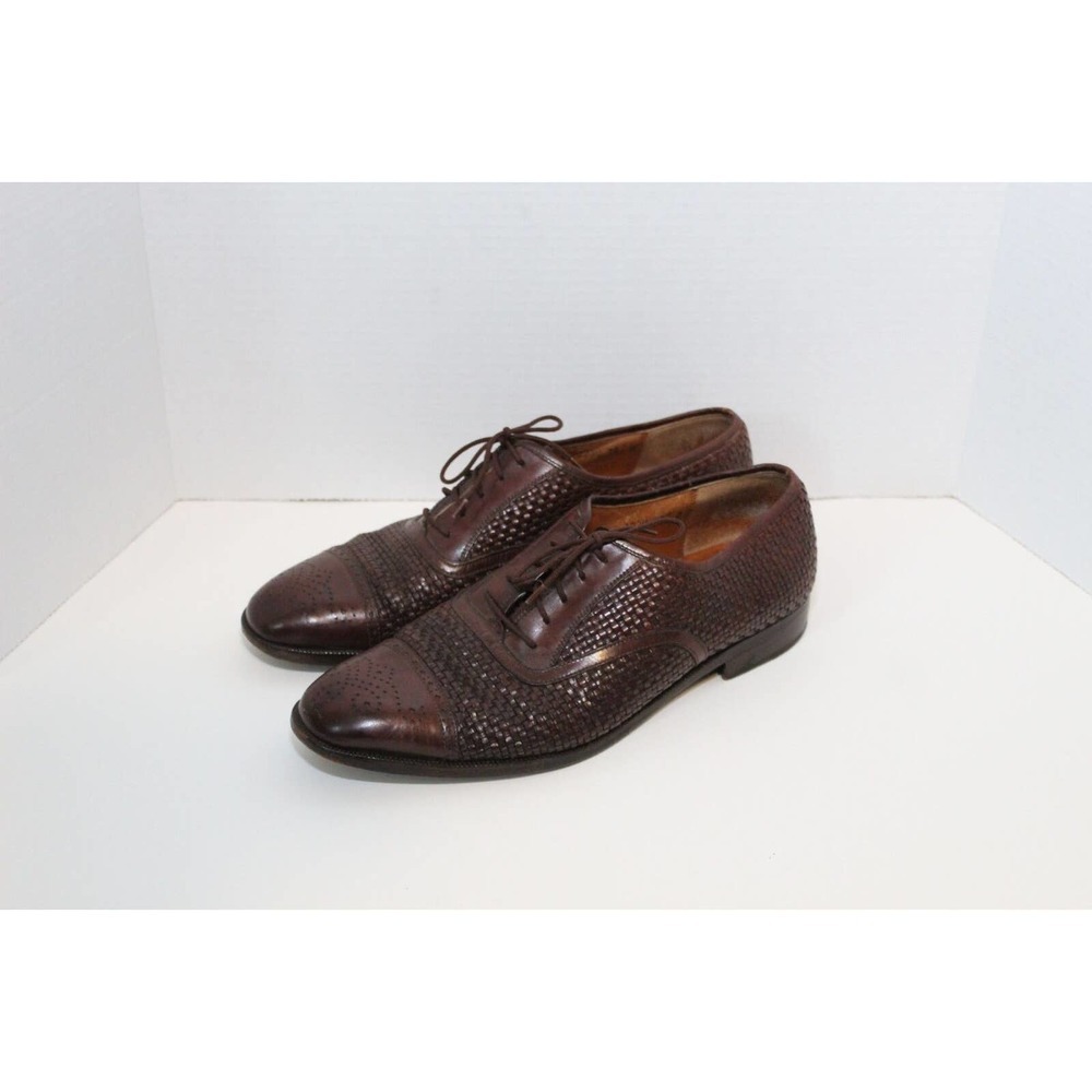 *Flaw Salvatore Ferragamo Woven Leather Lace Oxford Shoes Men's Size 10D H14580 - Picture 3 of 16
